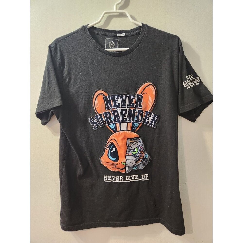CR 24 Bordo Cromato Medium Black T-Shirt Embroided Never Surrender Pre-Owned